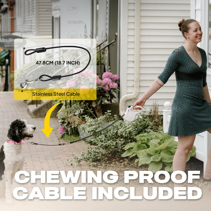 Fida Retractable Dog Leash, 16 ft Dog Walking Leash for Small Dogs up to 26lbs, Tangle Free, White - Image 2